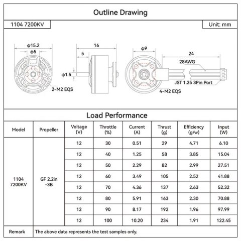Motor BETAFPV LAVA Series 1104 7200KV Brushless Motors 24mm