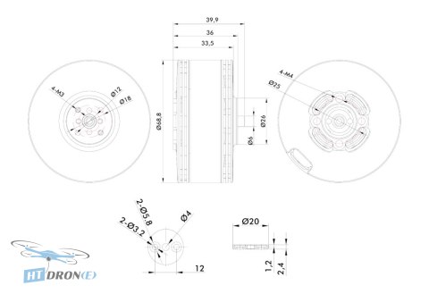 Упаковка двигуна T-Motor V605 KV210 аксесуари магазин HTDRONE ціна