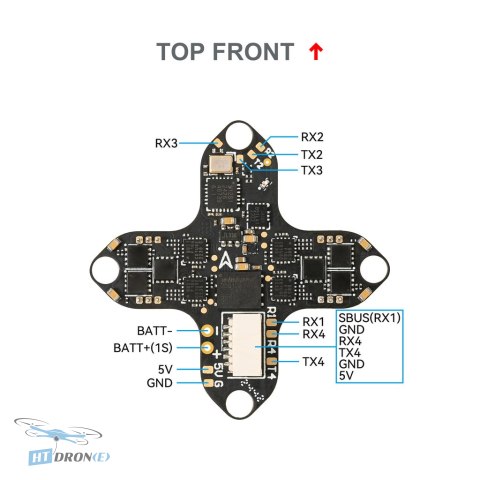 Widok z góry na BETAFPV Matrix 1S G4 3IN1 HD V1.0 FPV kontroler lotu płytka drukowana HTDRONE