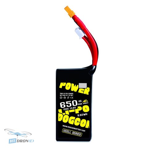 Detailed view of DOGCOM Battery 650mAh 4S 150C LiPo XT30 with XT30 connector from HTDRONE