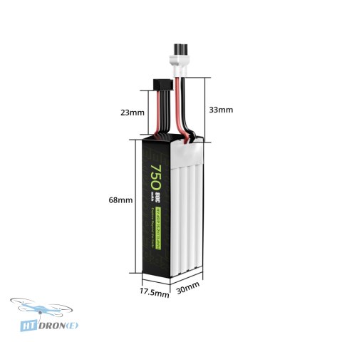 Bateria FLYWOO Explorer 750mAh 4S HV 75C LiPo XT30UP 2 szt. widok z boku kup teraz