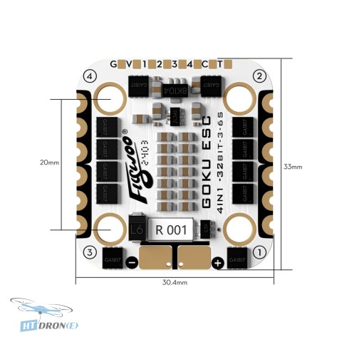 FLYWOO GOKU G45M ESC 3/4 side view perfect for your FPV drone shop HTDRONE