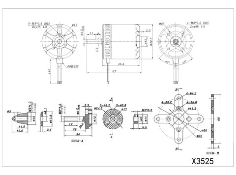 Motor SunnySky V3 X3525 650KV