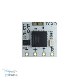 FLYWOO TCXO ELRS 2.4G (EL24E) receiver close-up, showing construction details
