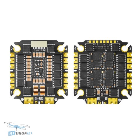 Pilotix ESC 4in1 Pilotix 75A AM32 widok z góry płytka drukowana z komponentami