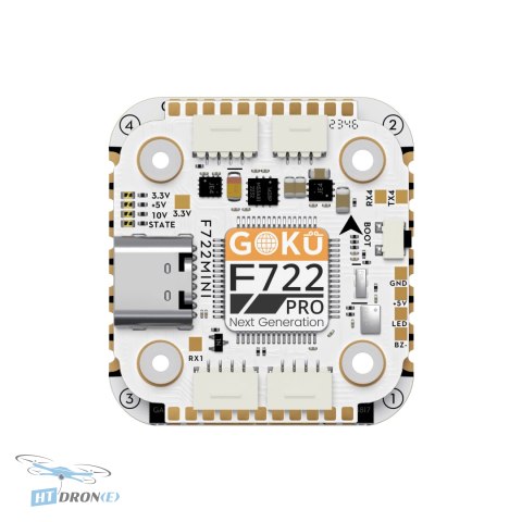GOKU F722 Pro Mini V2 45A AM32 FPV stack rear view ports and connectors HTDRONE shop