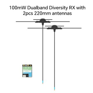 Receiver iFlight ExpressLRS ELRS 100mW Dualband Diversity RX+2x220mm Antenna