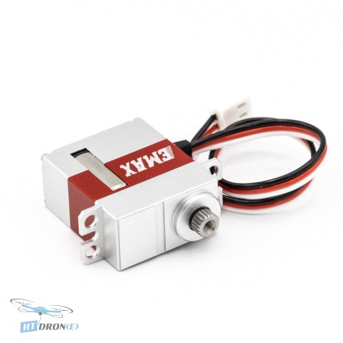 Tylny widok serwa Emax ES9256HV RC z aluminiowymi zębatkami i złączami