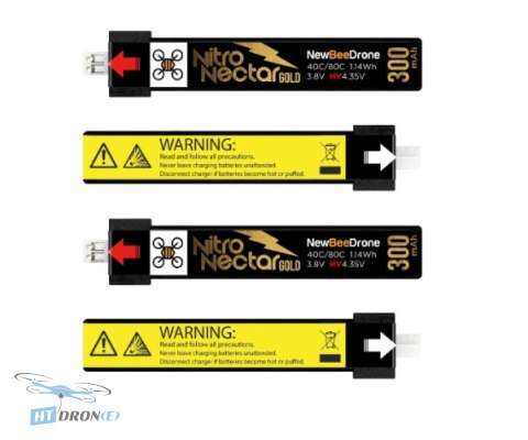 NewBeeDrone Nitro Nectar Gold 300mAh 1S HV LiPo 4 pcs - best FPV battery for sale at HTDRONE shop