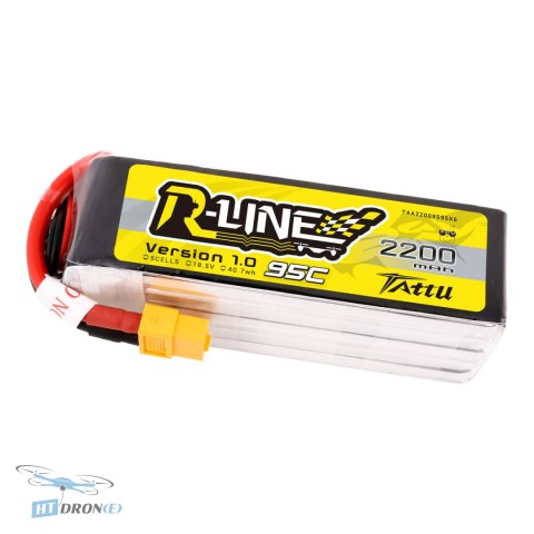 Złącze XT60 i okablowanie baterii Tattu LiPo R-Line 5S1P 2200mAh 95C, detale techniczne