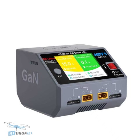 HOTA D6 Ultra 325W 15A 1-6S Dual AC/DC Charger - side view, best price at HTDRONE