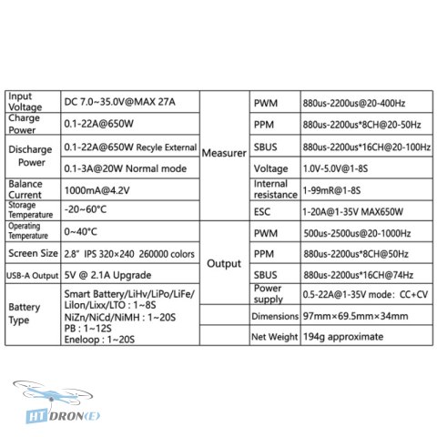 HOTA T8 650W 8S Charger - accessories and example wiring