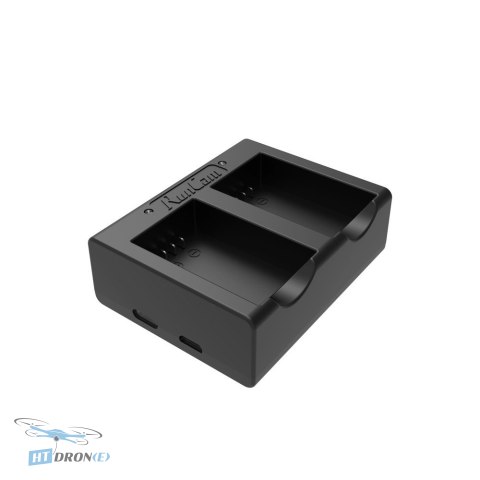 RunCam Dual Charger 3/4 view - compact FPV charger with price guarantee at HTDRONE