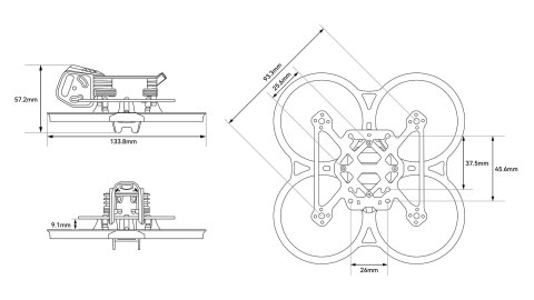 Frame BETAFPV Pavo20 Pro II Brushless Whoop Frame O4 Pro Transparent Grey