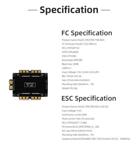 Stack HGLRC SPECTER F760 BOX integrated