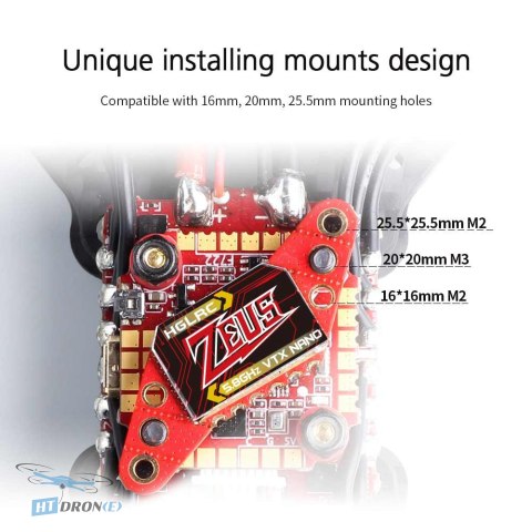 HGLRC Zeus Nano 350mW VTX porównanie rozmiaru z akcesoriami FPV kupić HTDRONE