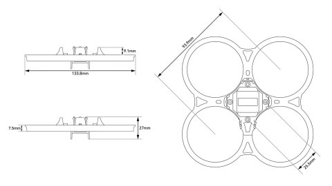 Whoop Duct for Frame BETAFPV Pavo20 Pro II Brushless Transparent Grey