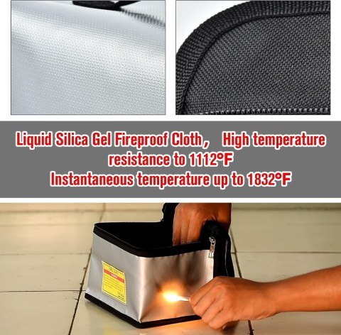 Battery Safety Bag Liquid Silicone Fireproof Cloth (21.5x15x14CM)