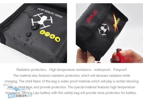 STARTRC Lipo Battery Safety Bag DJI Mini 2 SE Mavic Mini 3 Pro three-quarter view
