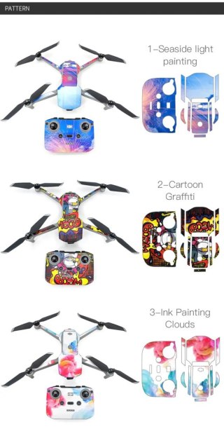 Body + Remote Controller Stikers for DJI Mavic Air 2 (Seaside light painting)