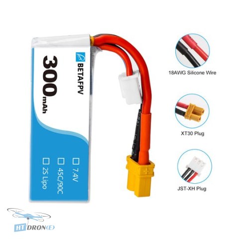 Opakowanie dwóch baterii BETAFPV LiPo 2S 7.4V 300mAh 45C XT30 do kupienia