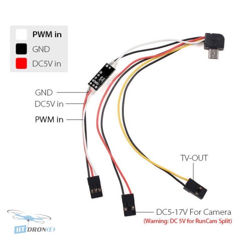 Kabel RunCam z widocznymi złączami do kamer RunCam2/3/Split najlepsza cena w HTDRONE