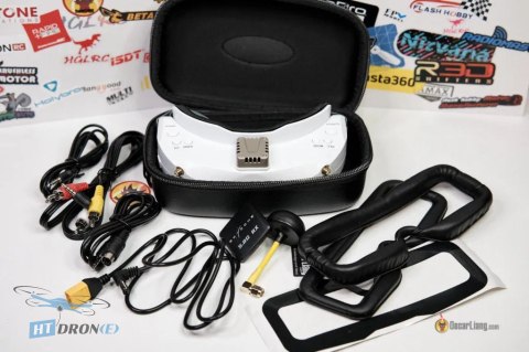 SKYZONE SKY02O White FPV Goggles - rear view and connector details at HTDRONE