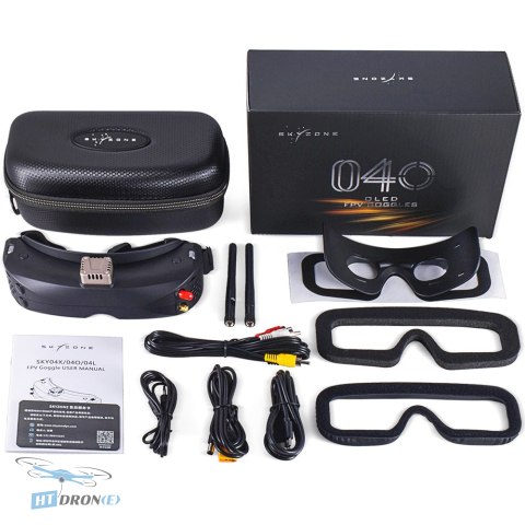 Rear of SKYZONE SKY04O Black FPV Goggles - check connector details at HTDRONE