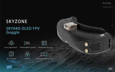 SKYZONE SKY04O Black FPV Goggles top view - housing details best purchase at HTDRONE