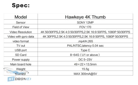 Zbliżenie na obudowę kamery Hawkeye 4K Thumb FPV, wytrzymała konstrukcja