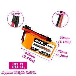 Battery CNHL LiPo Battery 4S 14.8V 850mAh 70C XT30