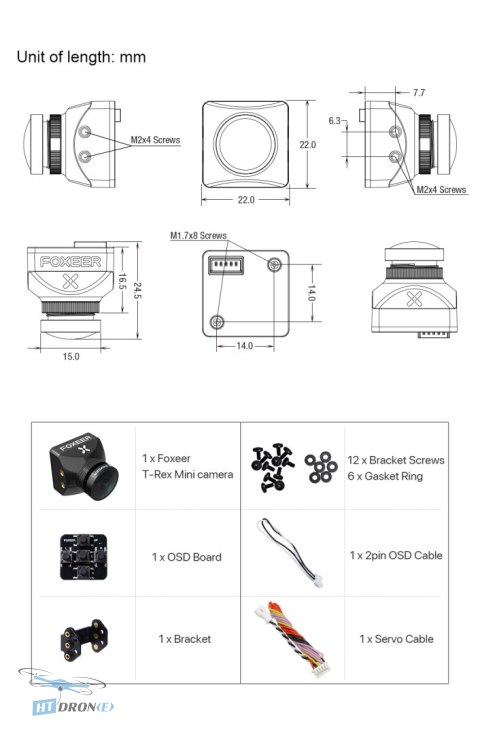 Foxeer T-Rex Mini 1500TVL FPV camera accessories packaging contents best shop HTDRONE