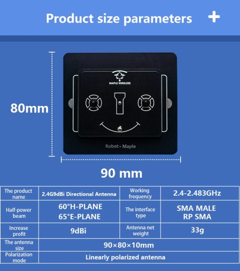 Antenna Maple Wireless 2.4G 9dBi directional RP-SMA