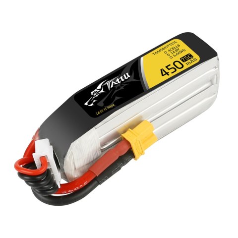 Battery Tattu Lipo 4S 14.8V 450mah 75C With XT30 Plug- Long Size For H Frame