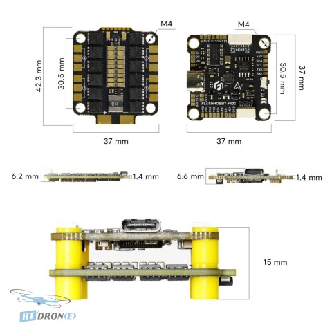 FlashHobby Stack F4 FC + F55A ESC вид зверху на друковану плату PCB, високоякісні компоненти
