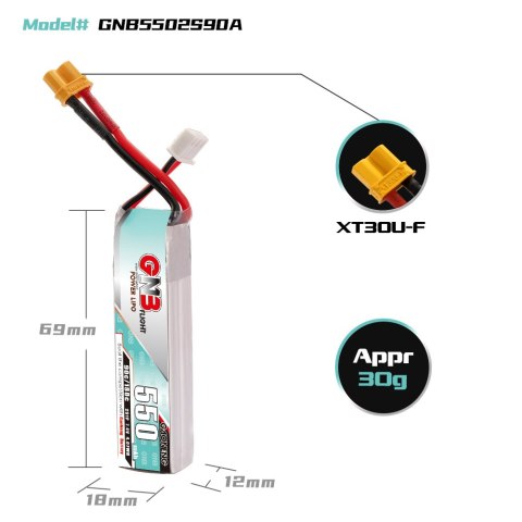 Battery GNB LiPo 2S 7.4V 550mAh 90C XT30