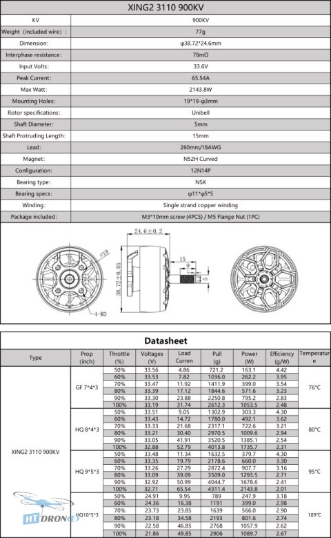 iFlight Helion 3110 900KV motor packaging at HTDRONE shop with accessories