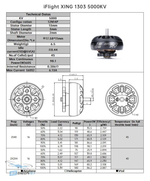IFlight XING 1303 5000KV FPV Micro silnik - widok z boku, najlepsza cena w sklepie HTDRONE