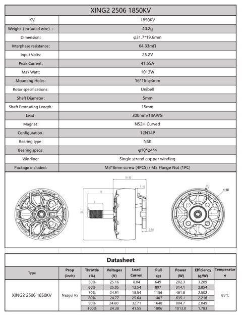 Motor iFlight XING2 2506 Unibell 1850KV