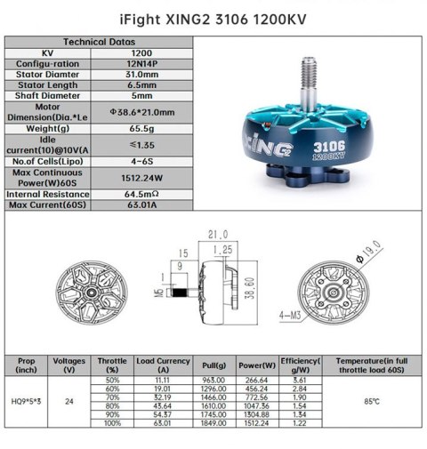 Motor iFlight XING2 3106 Unibell 1200KV