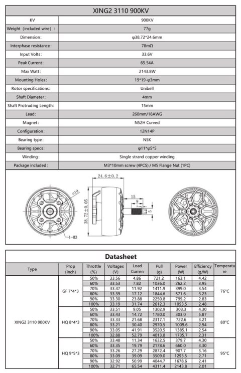 Motor iFlight XING2 3110 Unibell 900KV