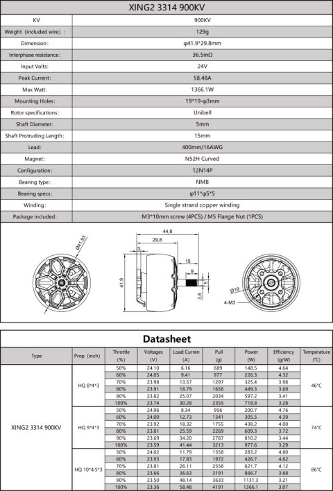 Motor iFlight XING2 3314 Unibell 900KV