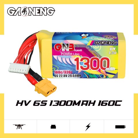 Battery GNB GAONENG 1300mah 6S1P 22.8V HV 160C XH- JST 7P XT60