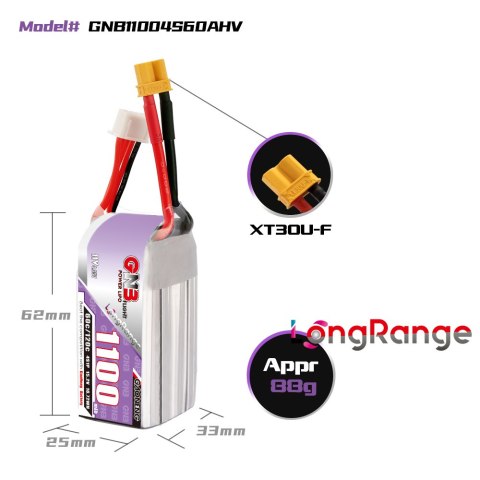 Battery GNB GAONENG LiHV 4S 15.2V 1100mAh 60C XT30