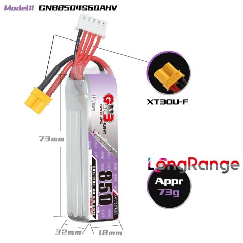 Battery GNB GAONENG LiHV 4S 15.2V 850mAh 60C XT30