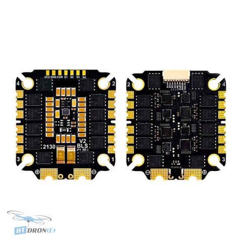Pilotix ESC 4in1 Pilotix BLS 75A 6S widok z góry na płytę drukowaną