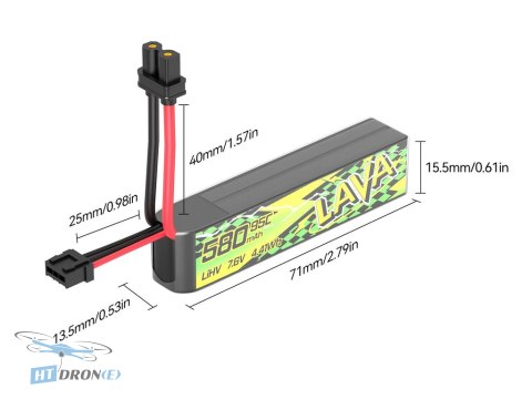 Opakowanie 2 sztuk akumulatorów BETAFPV LAVA II 2S 580mAh 95C