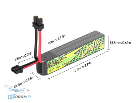 Opakowanie z dwoma akumulatorami BETAFPV LAVA II 2S 680mAh 95C do kupienia w HTDRONE