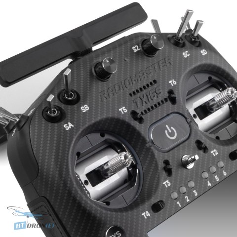 RadioMaster TX16S MK3 MAX Blue RC transmitter - size comparison with accessories at HTDRONE
