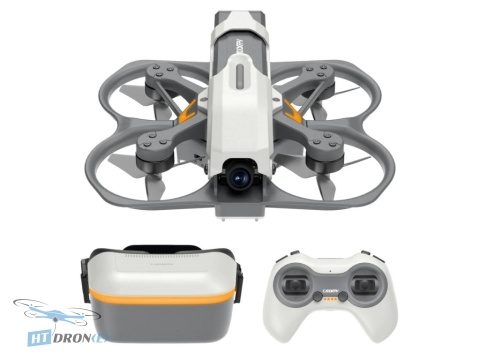 Kompletny zestaw FPV CaddxFPV Protos RTF obejmujący drona, gogle FPV oraz kontroler.